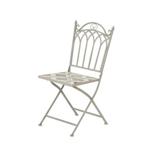Cadeira dobrável de bistrô marrakech em metal/mosaico para uso externo, 38 x 50 x 89 cm