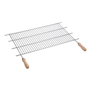 Grelha de zinco para bbq com pegas de madeira 100x40cm sauvic