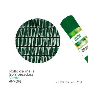 Rolo malha de ocultação. cor verde 70% 2x100m