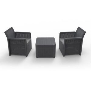 Conjunto jardim/terraço de 2 cadeiras + 1 mesa nassau tete a tete, antracite