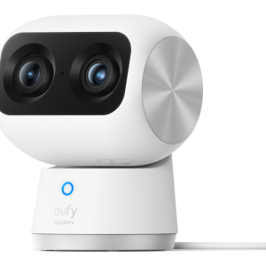 Eufy Security Indoor Cam S350, cámara doble, cámara de seguridad con resolución 4K UHD, zoom de 8× y PTZ de 360°, IA para personas y mascotas, ideal para monitor de bebé/cámara para mascotas/seguridad del hogar, Wi-Fi de doble banda