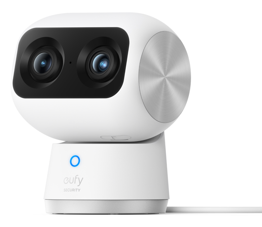 Eufy Security Indoor Cam S350, cámara doble, cámara de seguridad con resolución 4K UHD, zoom de 8× y PTZ de 360°, IA para personas y mascotas, ideal para monitor de bebé/cámara para mascotas/seguridad del hogar, Wi-Fi de doble banda