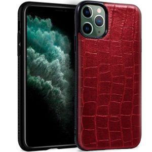 Capa COOL para iPhone 11 Pro Max Leather Crocodile vermelho