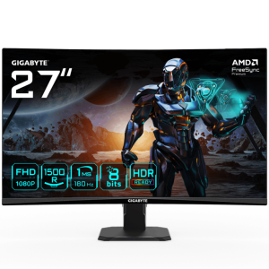 GIGABYTE GS27FC Monitor gaming curvo 27" FHD - 1920 x 1080, 180Hz, 1ms, 250 cd/m², FreeSync Premium, HDR Ready, HDMI 2.0, DisplayPort 1.4