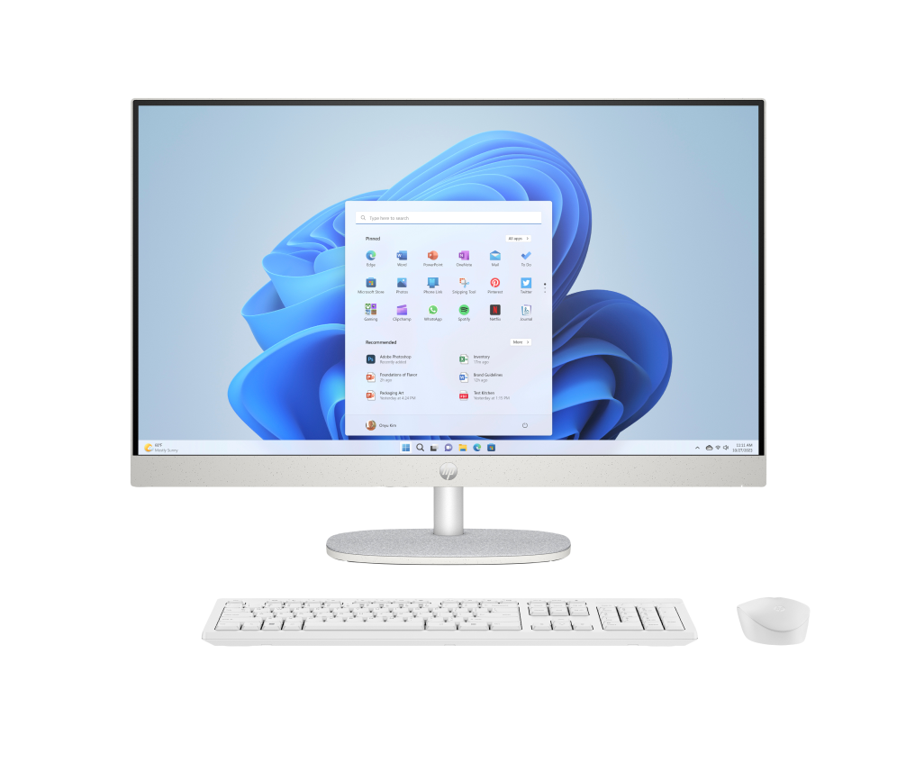 HP All-in-One 27-cr0090ns Intel® Core™ i5 i5-1335U 68,6 cm (27") 1920 x 1080 Pixeles PC todo en uno 16 GB DDR4-SDRAM 512 GB SSD FreeDOS Wi-Fi 6 (802.11ax) branco