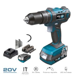 Kit martelo/chave de fendas 20 v com bateria 2.0 ah e carregador 20,5 x 22 cm