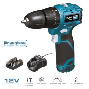 Kit de berbequim de impacto sem escovas de 12 v com acessórios, bateria e carregador