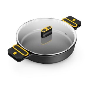 Panela baixa de alumínio fundido com revestimento antiaderente triplo e tampa de vidro, daily pro, ø32 cm