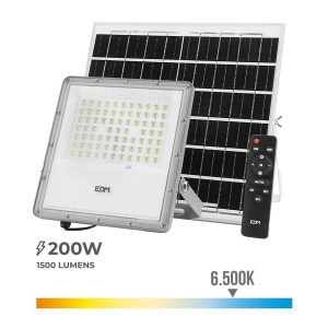 Foco projetor led solar 200 w 1500 lm 6500 k luz fria