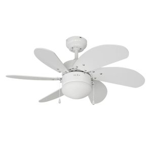 Ventoinha de teto modelo aral. cor branco. potência: 50 w pás: ø76cm