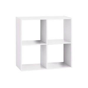 Estante madeira cor branco para 4 caixas de organização 67.6x32x67.6cm
