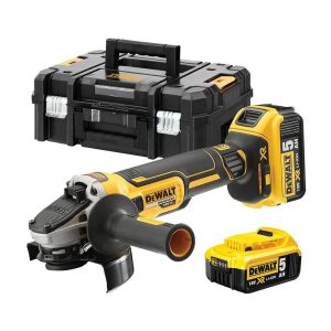 Mini rebarbadora sem escovas xr 18v 125mm com 2 baterias li-ion 5ah, carregador e mala tstak ii dcg405p2-qw dewalt