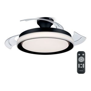 Ventoinha de teto led modelo bliss. cor preto. potência: 28 + 35 w pás: ø106 cm com comando