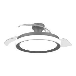 Ventilador de teto com pás retráteis, led 3 cct, motor dc 28 w + led 35 w, modelo bliss preto, ø106 cm