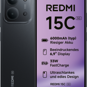 Xiaomi Redmi 15C 17,5 cm (6.9") 5G USB Tipo C 4 GB 128 GB 6000 mAh preto