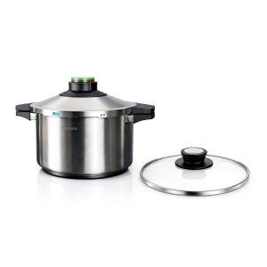 Panela de pressão de 6 litros em aço inoxidável 18/10, com tampa de vidro, ø24 cm